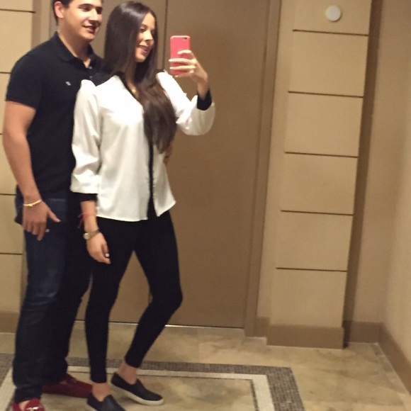 Dressy White Button Down With Black Details - Picture 7 of 7